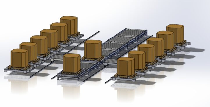 Transportador de Rodillos motorizados por cadena