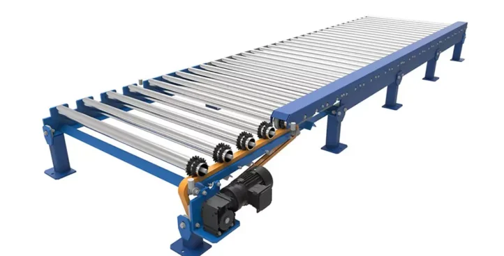Transportador de Rodillos motorizados por cadena